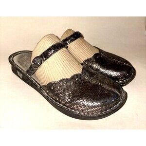 Alegria Tuscany Pewter Dazzler PG Lite Mary Jane Shoes Clogs Metallic Size 40